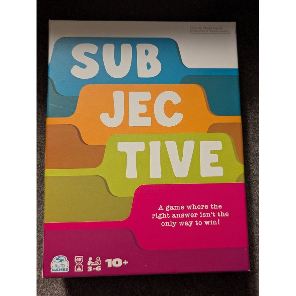 Subjective Trivia Game By Spin Master For Ages 10+  3-6 Players  Fun Party Board